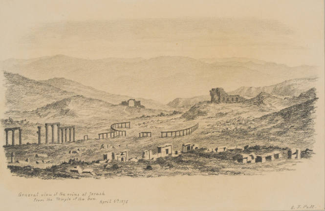 General View of the Ruins at Jerash from the Temple of the Sun, from the Sketches in Camp and on Horseback through Palestine tourbook