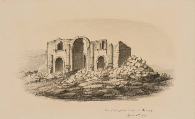 The Triumphal Arch at Gerash, from the Sketches in Camp and on Horseback through Palestine tourbook