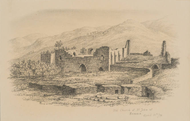 Old Church of St. John at Samaria, from the Sketches in Camp and on Horseback through Palestine tourbook