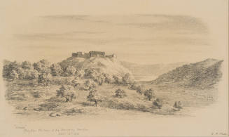 "Sanur" Sheykhs Fortress and the Drowning Meadow, from the Sketches in Camp and on Horseback through Palestine tourbook