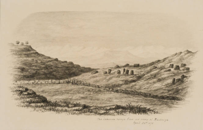 The Lebanon Range from our Camp at Rasheiya, from the Sketches in Camp and on Horseback through Palestine tourbook