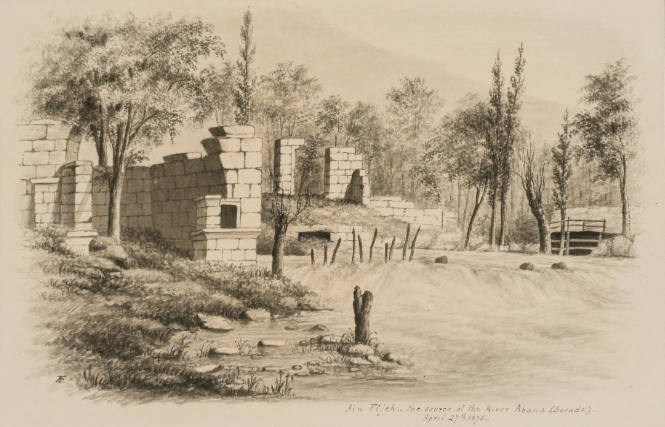 Ain Fijeh...the Source of the River Abana (Barada), from the Sketches in Camp and on Horseback through Palestine tourbook