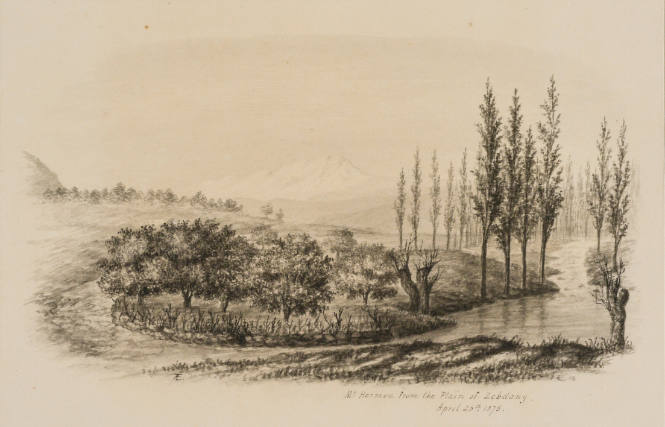 Mount Hermon from the Plain of Zebdany, from the Sketches in Camp and on Horseback through Palestine tourbook
