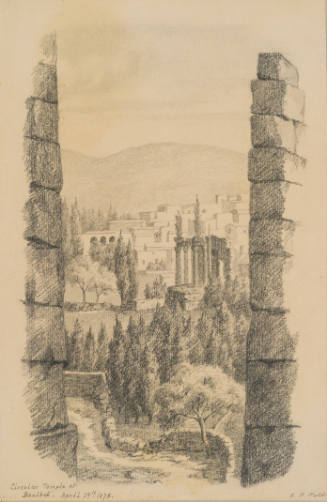 Circular Temple at Baalbek, from the Sketches in Camp and on Horseback through Palestine tourbook