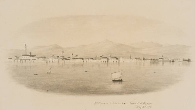 Mount Olympus and Larnaka, Island of Cyprus, from the Sketches in Camp and on Horseback through Palestine tourbook