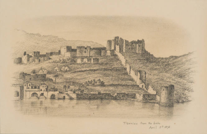 Tiberias ffrom the Lake, from the Sketches in Camp and on Horseback through Palestine tourbook