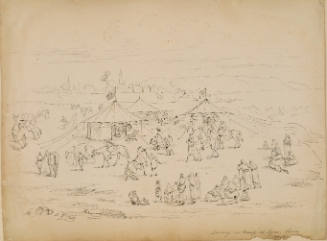 Arriving in Camp at Tyre, Syria, from the Sketches in Camp and on Horseback through Palestine tourbook