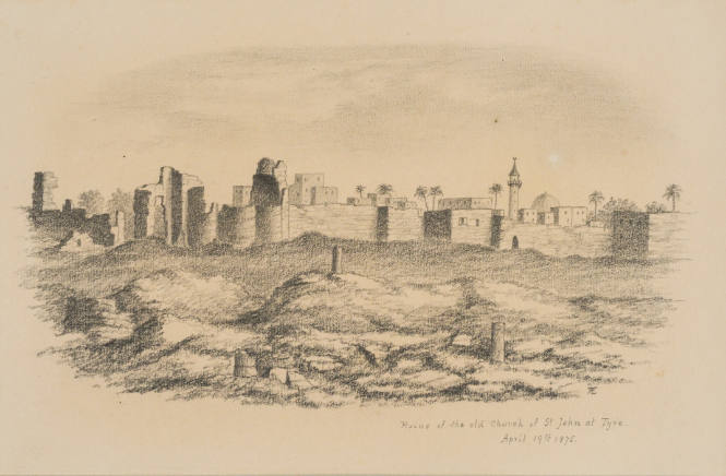Ruins of the Old Church of St. John at Tyre, from the Sketches in Camp and on Horseback through Palestine tourbook