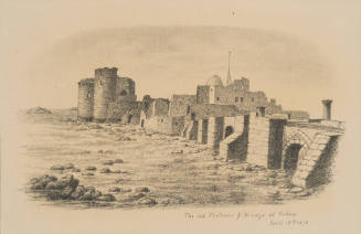 The Old Fortress and Bridge at Sidon, from the Sketches in Camp and on Horseback through Palestine tourbook