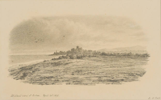 Distant View of Sidon, from the Sketches in Camp and on Horseback through Palestine tourbook