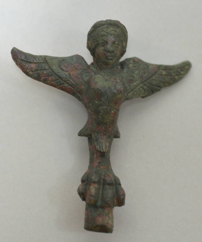Vessel foot in the form of a winged siren surmounting a Lion's paw