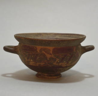 Italo-Corinthian kylix with offset lip, decorated with a frieze of ducks