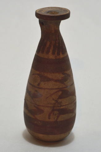 Italo-Corinthian sack alabastron decorated with three friezs of stylized running animals
