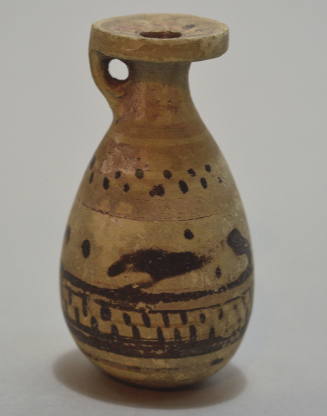 Italo-Corinthian sack aryballos decorated frieze animals and encircling dots