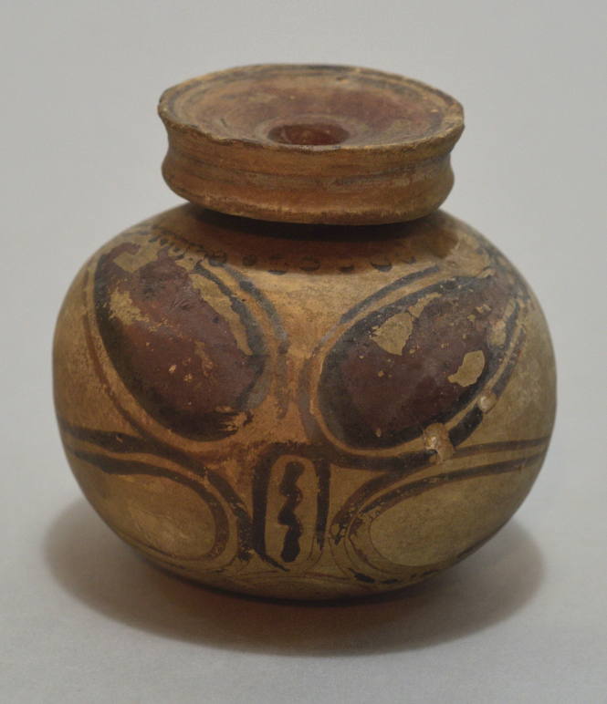 Corinthian round aryballos, painted with abstract five-leaf palmette