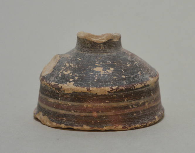 Cypriot pottery jug, decorated with black, red and white bands