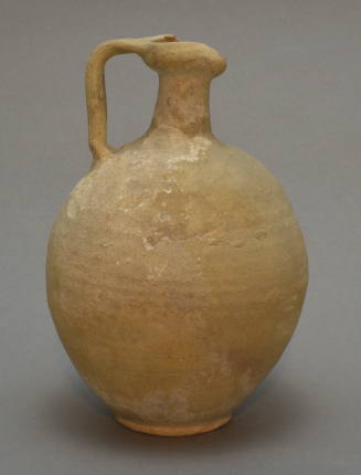 Cypriot trefoil-lipped oinochoe, buffware with bird painted on the globular body