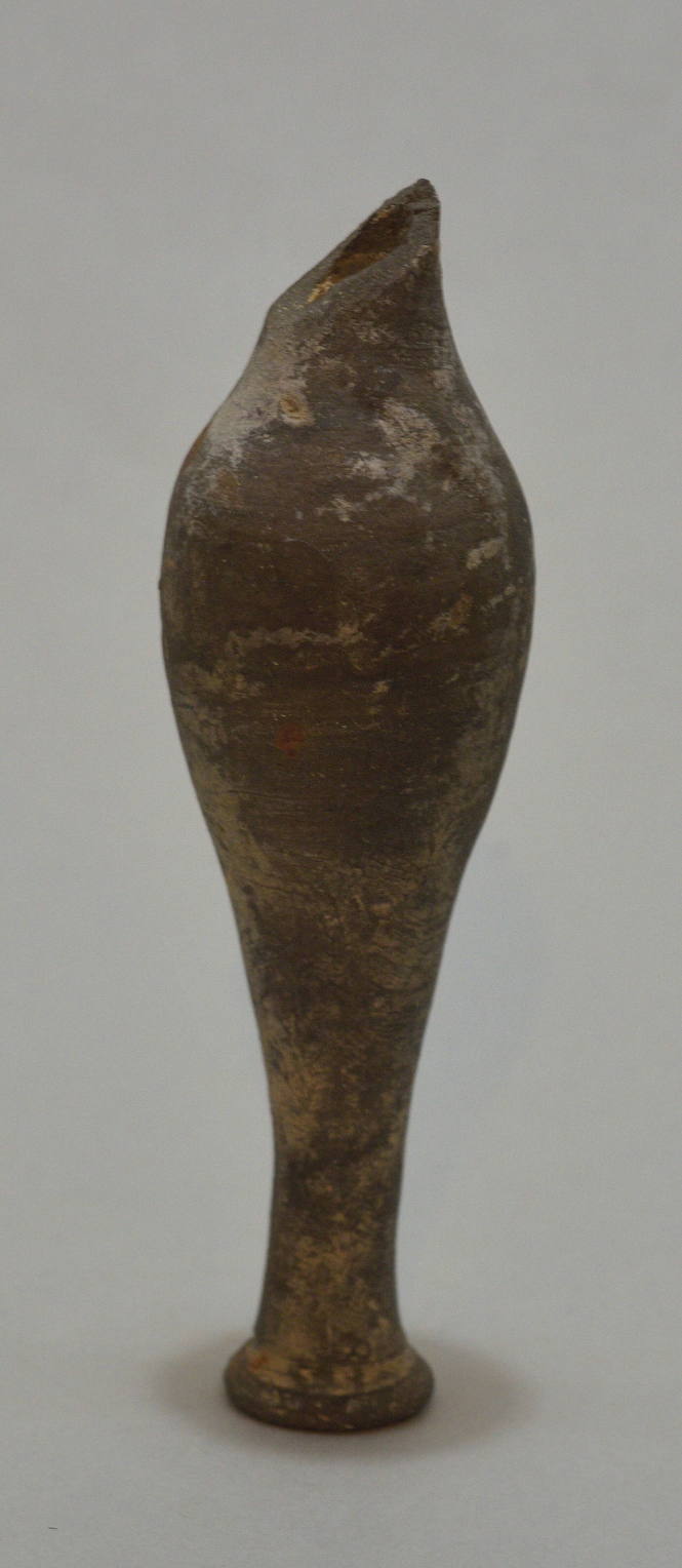 Greyware ovoid flask with narrow stem