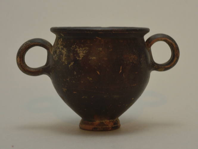 Gnathian black-glazed, twin-handled jar