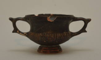 Black-glazed kantharos with ribbed body