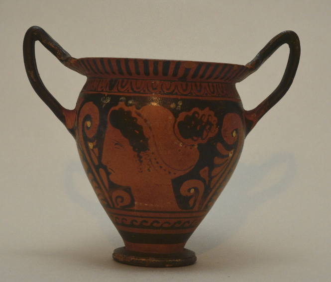 Kantharos - Apulian red-figure skyphos or kantharos painted with profile female heads