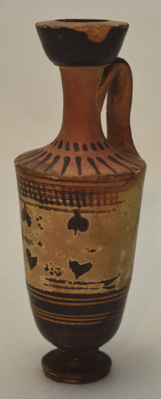 Attic black-figure lekythos ornamented with ivy-wreathand cross bars