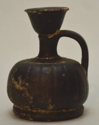 Small black-glazed lakythos with ribbed body