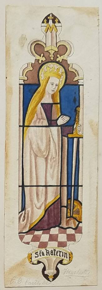 Saint praying, stained glass-Winchester Cathedral