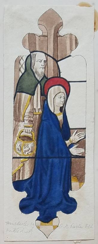 Kneeling Saint, stained glass Winchester Cathedral