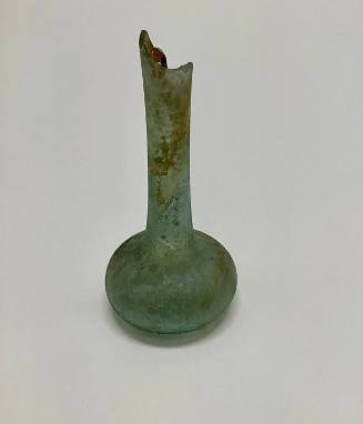 Tall-necked flask or unguentarium slightly concave base, rim broken