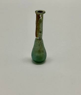 Roman unguentarium with constriction between body and neck; folded rim