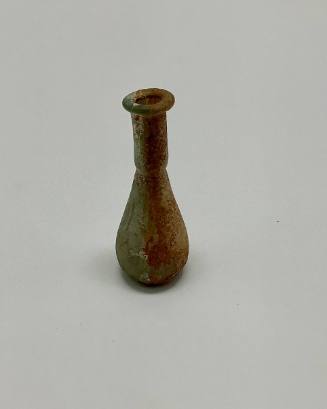 Roman unguentarium with constriction between body and neck; folded rim