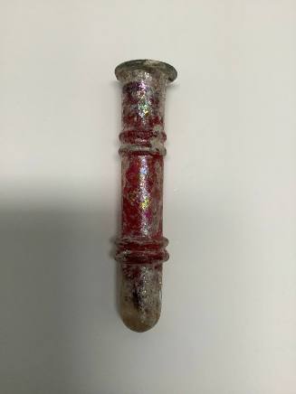 Flask or Unguentarium with two sets of double rings around body; folded lip