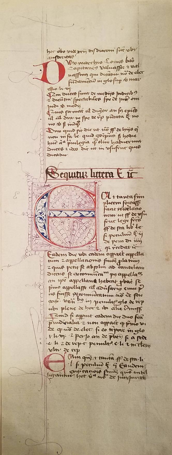 Manuscript Page: ... Sequitus  littera E ...