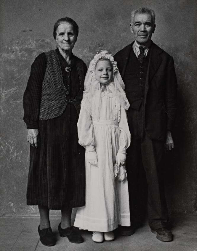 Angelo—Sacrestan of San Lorenzo, Florence, Italy—His Wife and Their Granddaughter on the Day of Her First Communion