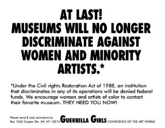 At Last! Museums Will No Longer Discriminate Against Women and Minority Artists 