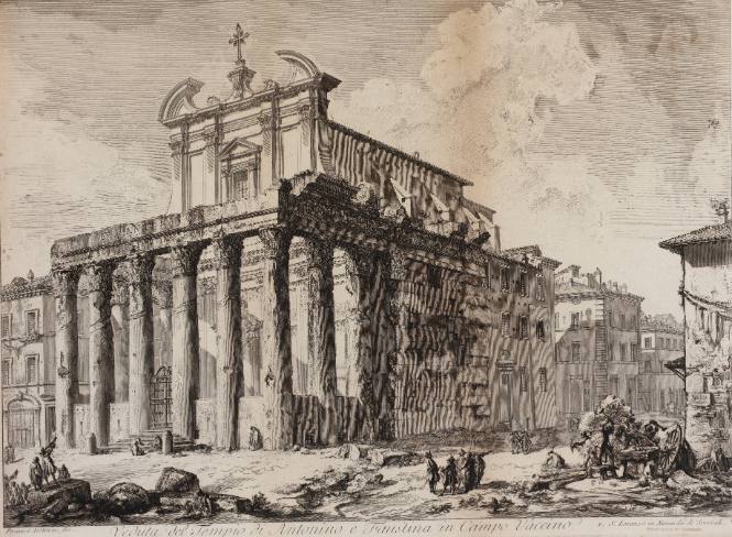 Veduta del Tempio di Antonino e Faustina in Campo Vaccino (View of the temple of Antoninus and Faustina)