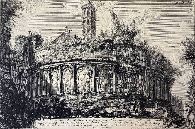 Veduta dell'avanzo dell'Anfiteatro Castrense (View of the remains of the Amphitheater Castrense) from Le Antichità Romane, Vol. 1