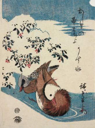 [Mandarin Ducks and Nandina in Snow]