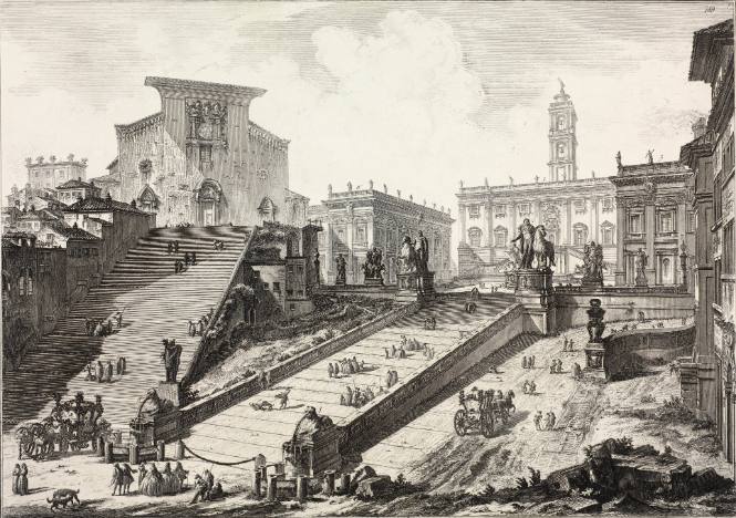 Veduta del Romano Campidoglio con Scalinata che va'alla Chiesa d'Araceli (The Capitoline Hill with the steps to S. Maria in Aracoeli)