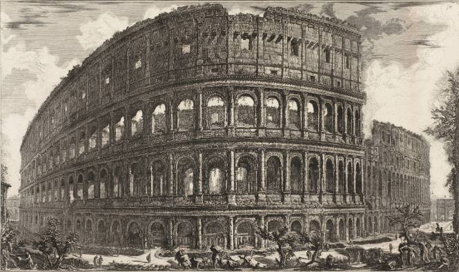 Veduta dell'Anfiteatro Flavio, detto il Colosseo (View of the Flavian Amphitheater, called the Colosseum)