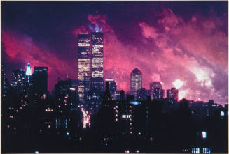 [World Trade Center and fireworks]