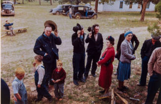 Saying grace before the Pie Town, New Mexico, Fair
