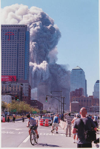 [North Tower collapse, from West Side Highway]