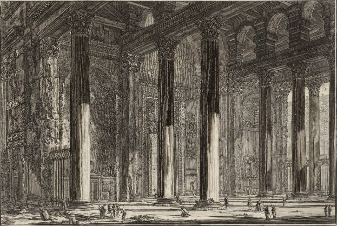 Veduta interna del Pronao del Panteon (Interior view of the pronaos of the Pantheon)