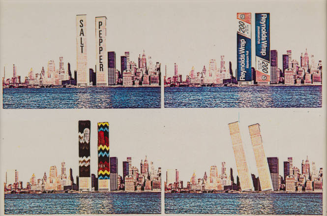 World Trade Center as Salt and Pepper, Reynolds Wrap, Mittens, and Tilted