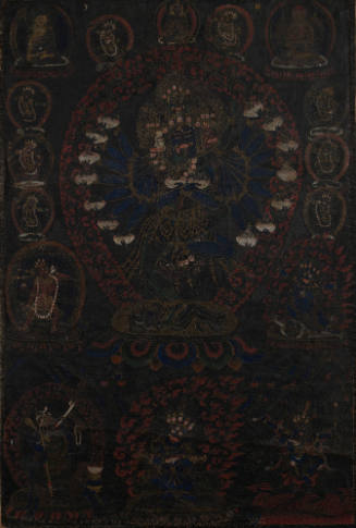 Kyé Dorjé: A Black Ground Thangka of Kyé Dorjé and Dakmema