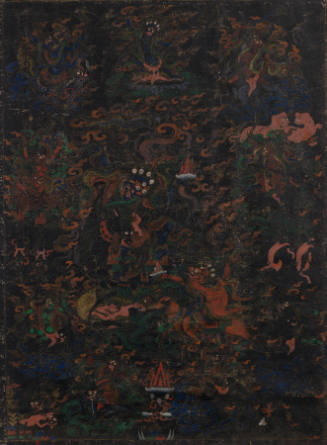 A Black Ground Thangka of a Protective Deity