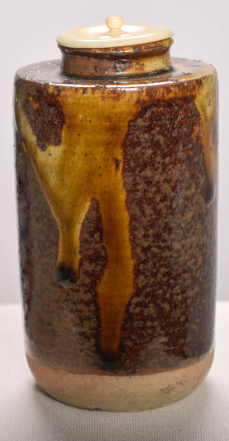 Seto ware cylinder-shaped tea caddy