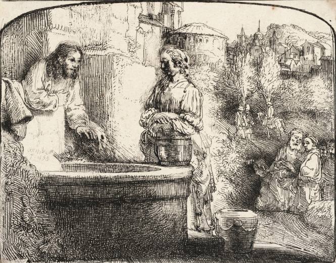 Christ and the Woman of Samaria: An Arched Print